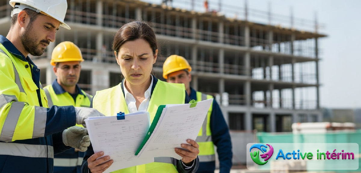 Inspecteur vérifiant les documents A1 et SIPSI sur un chantier.
