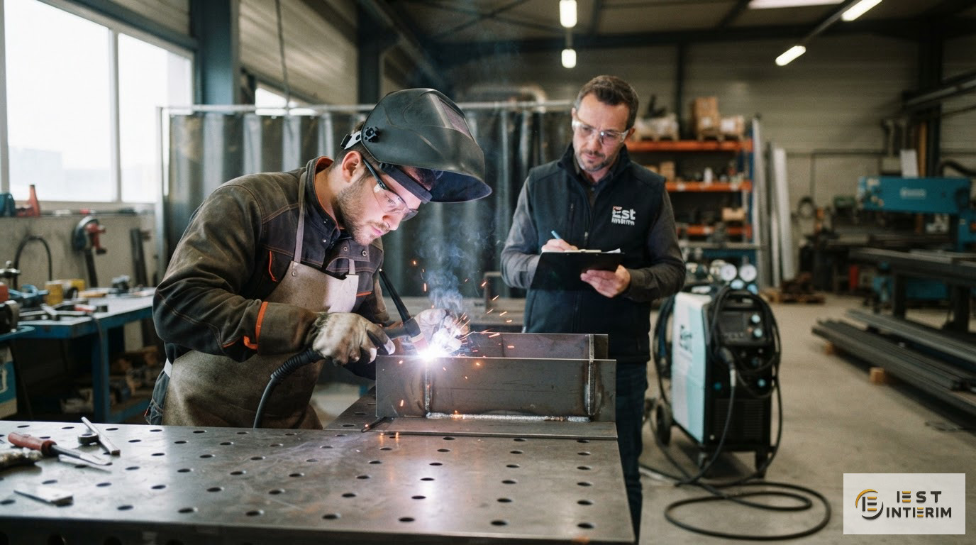 Un ouvrier qualifié effectuant un test technique sous la supervision d'un expert.