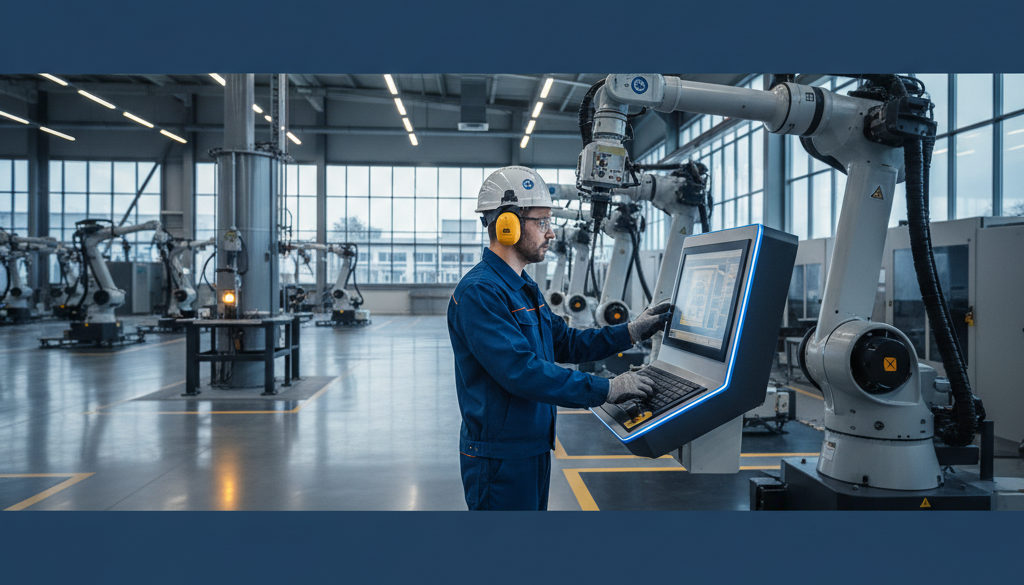 secteurs intérim Roumanie – Ouvrier dans une usine industrielle moderne en Roumanie.