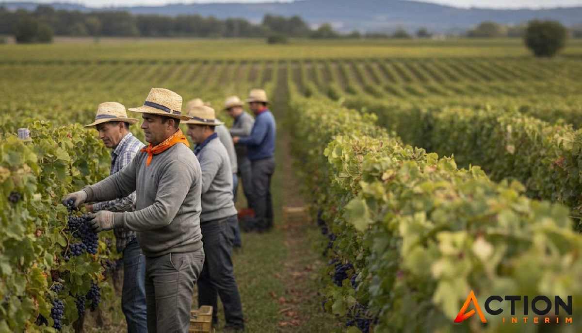 détachement travailleurs roumains agriculture - Ouvriers roumains dans un vignoble français lors des vendanges.