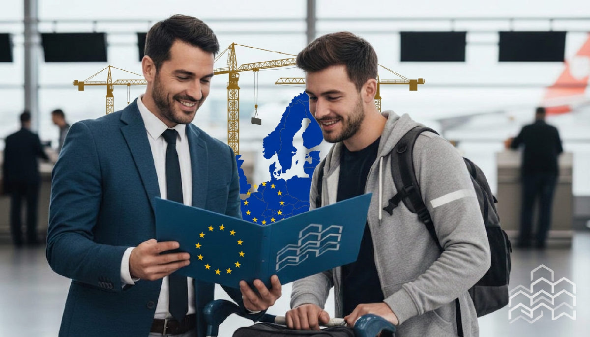 Accueil d'un travailleur roumain à l'aéroport par Atlantis Interim.