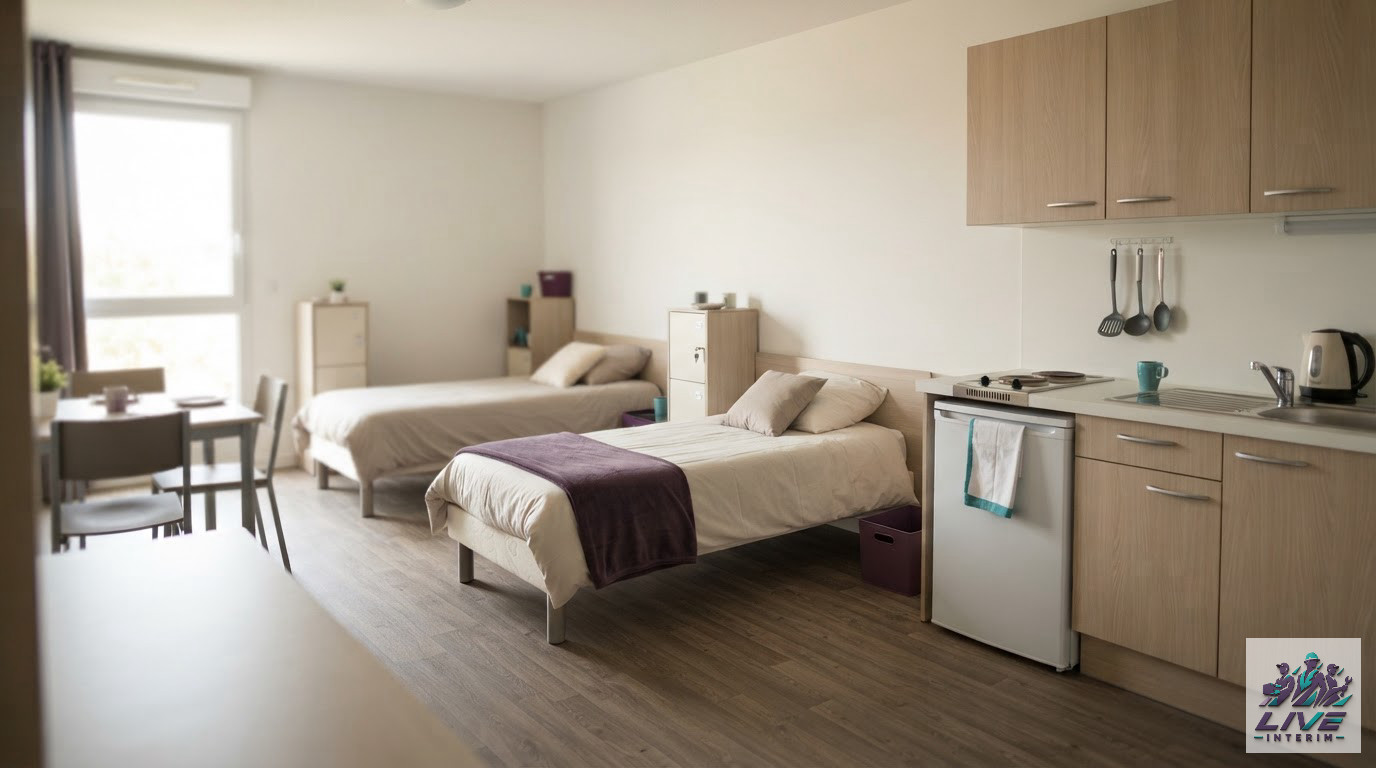 Un logement collectif conforme respectant les normes de décence pour travailleurs.