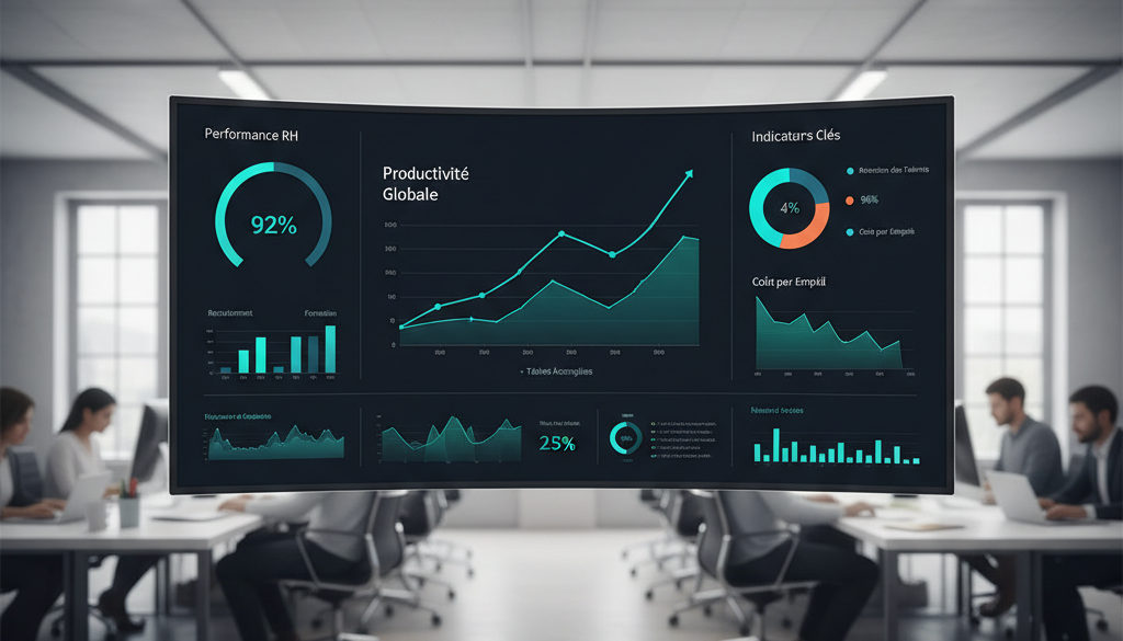 Tableau de bord RH affichant les indicateurs de performance.