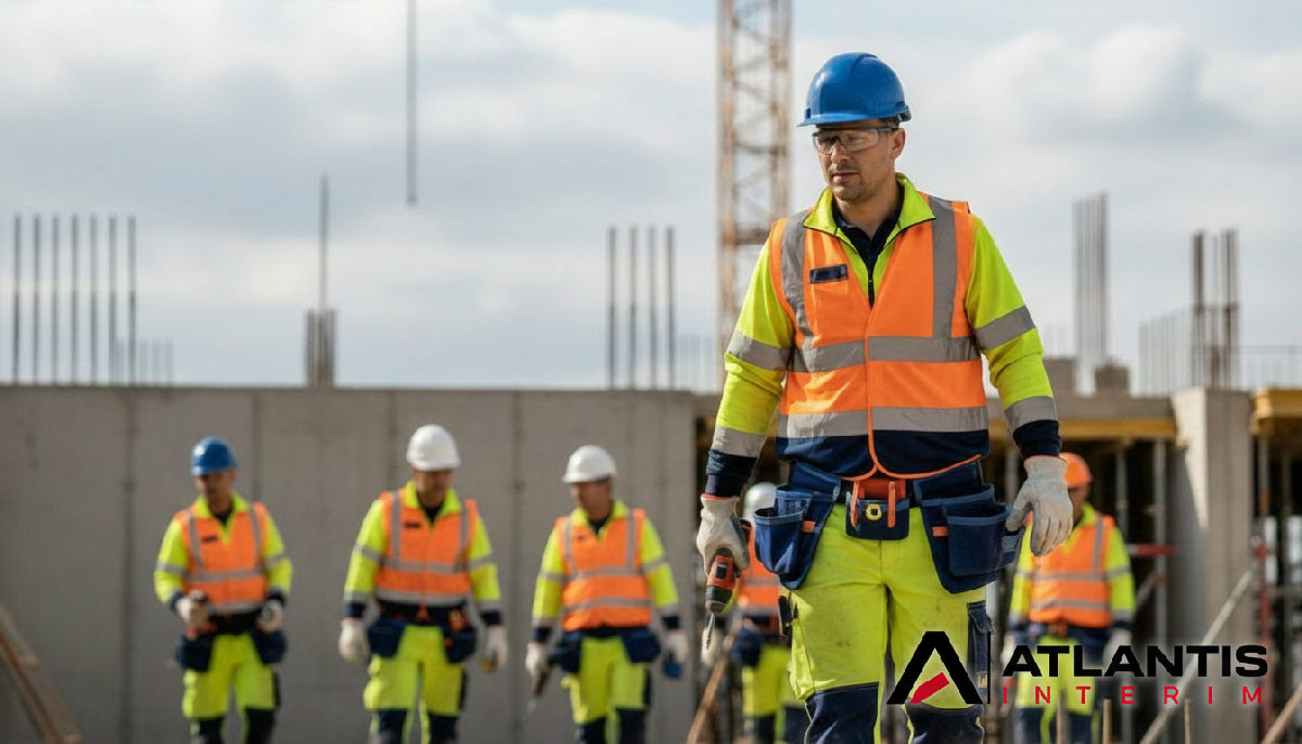 Travailleurs roumains sur un chantier français avec EPI.