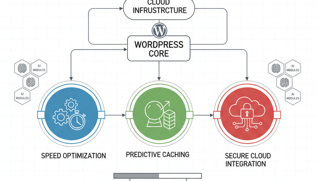 AI modules optimize WordPress site architecture for speed and security.