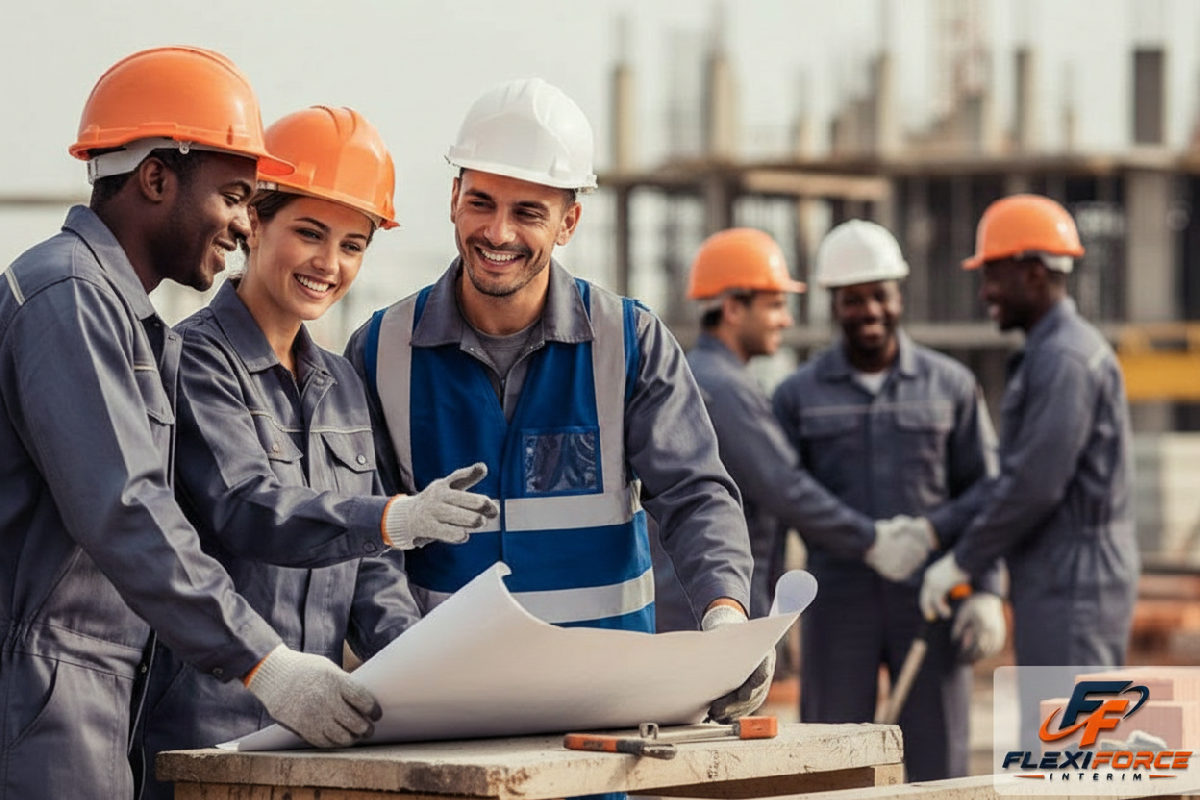 Collaboration et intégration : ouvriers français et roumains sur chantier.
