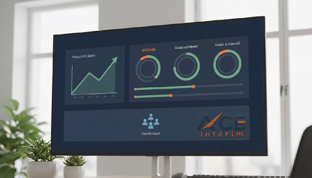 Tableau de bord : productivité optimisée par une équipe d'intérimaires performante.