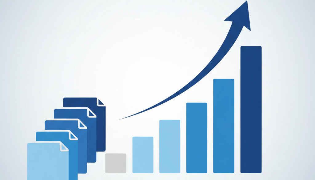 Graphic showing a 5x increase in content output with charts.