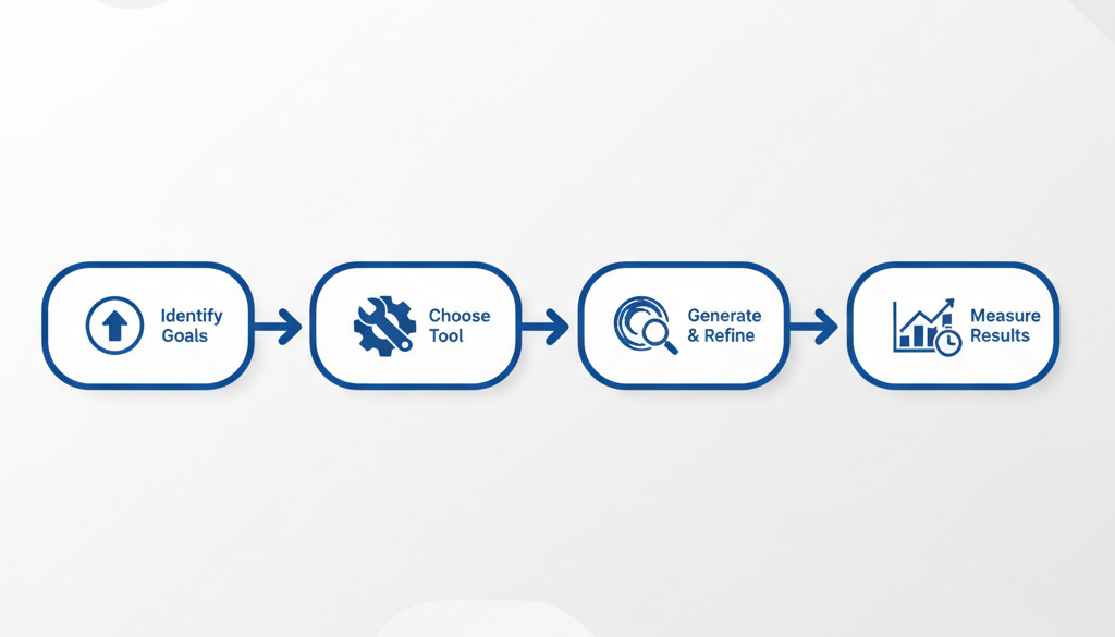 Roadmap graphic illustrating four steps for AI content success.