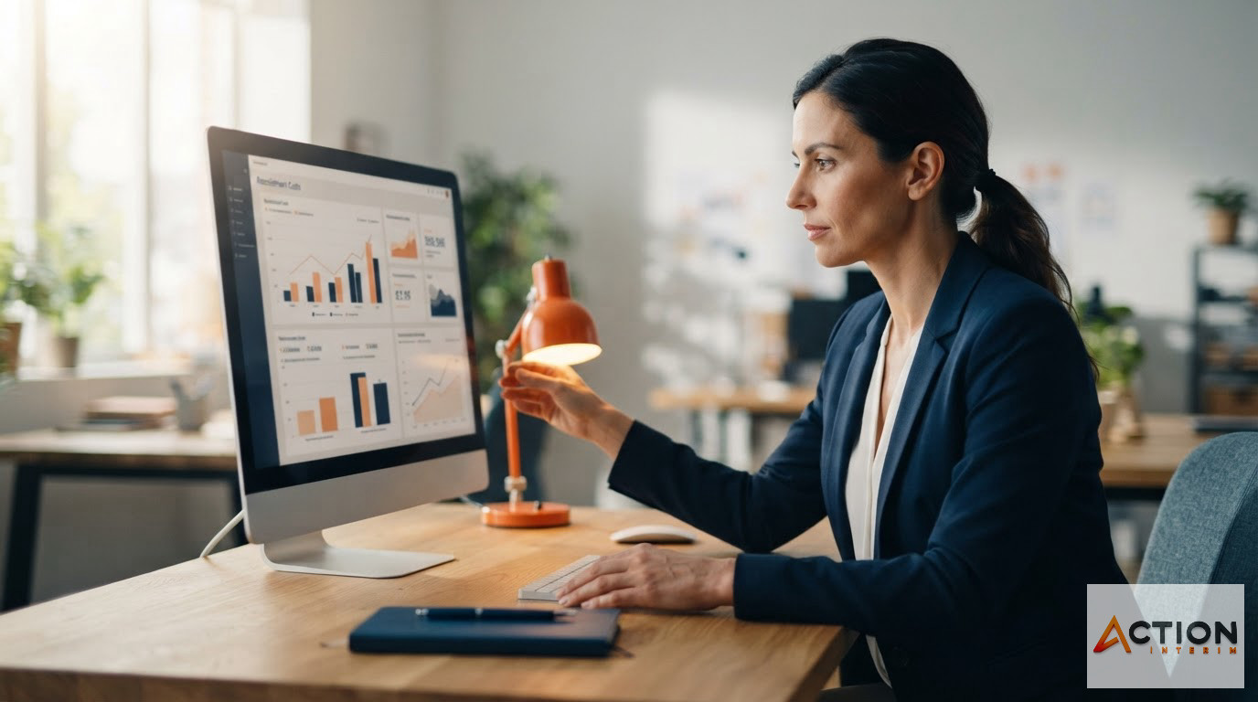 Un gestionnaire RH analyse les coûts de recrutement sur son tableau de bord.