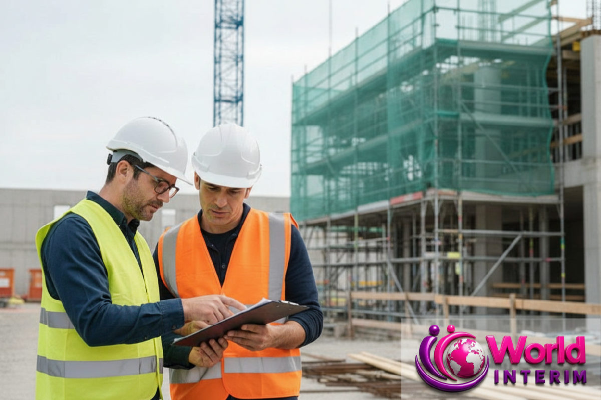 Inspecteur du travail vérifiant la conformité sur un chantier.