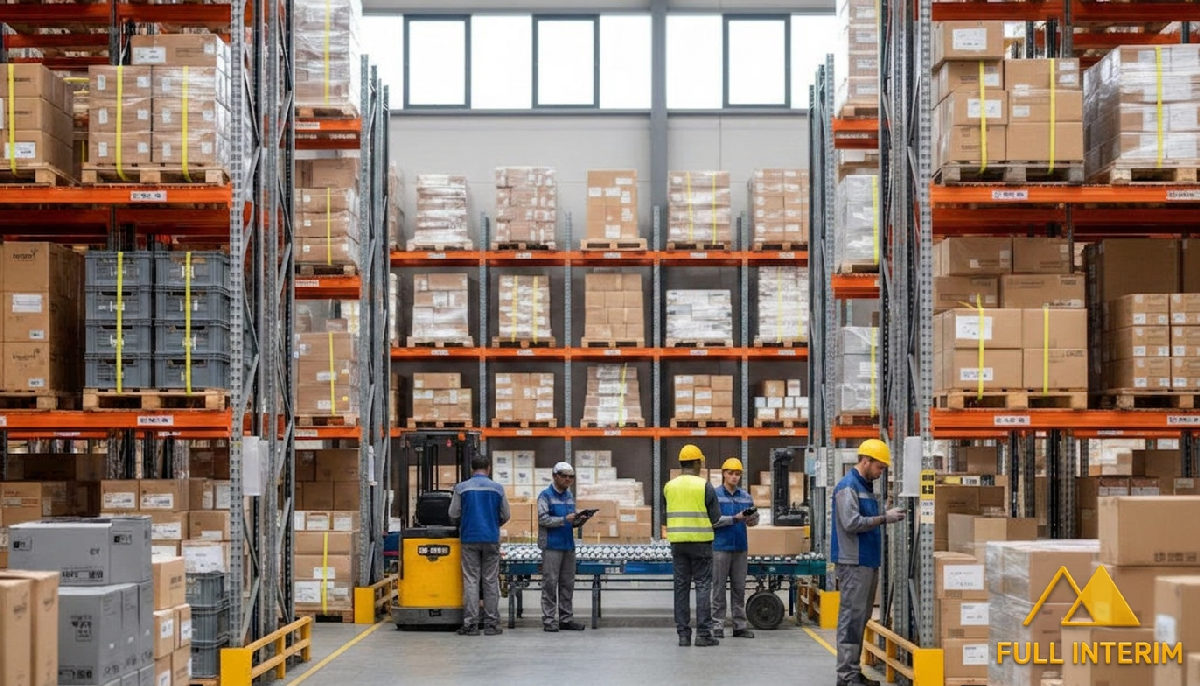 Entrepôt logistique moderne en France gérant les stocks pour la fête nationale.