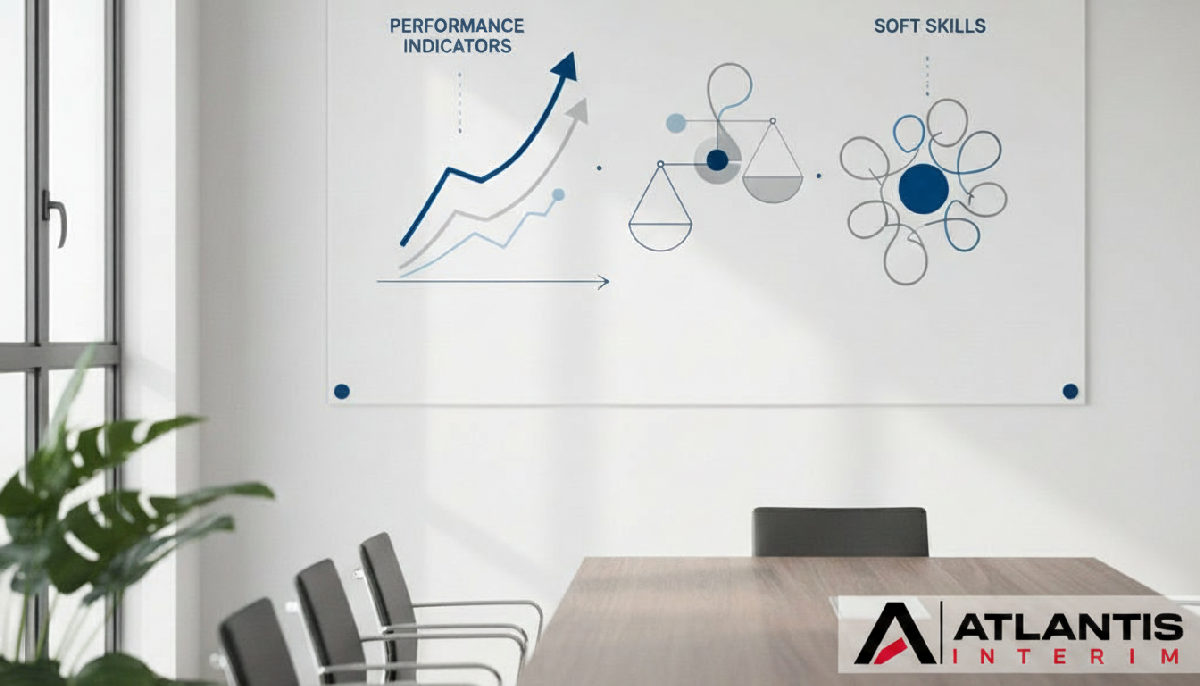 Tableau blanc avec indicateurs de performance et soft skills.