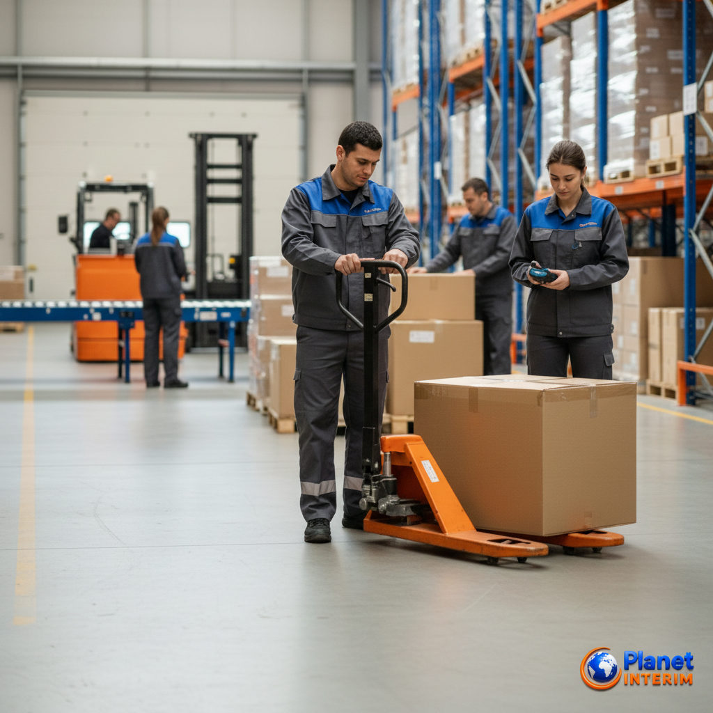 profils intérim roumain logistique France - Entrepôt logistique en France : intérimaires roumains en action.