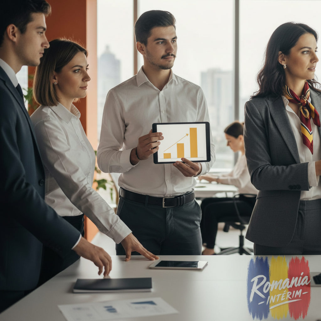 Une main pointe un tableau de bord avec des indicateurs clés.