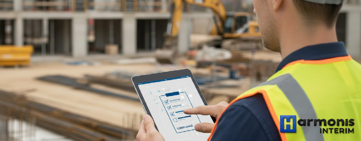 Choix d'une agence de recrutement : checklist sur tablette en chantier.