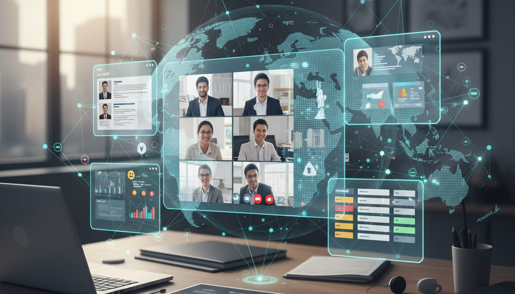 Culture entreprise & recrutement international : stratégies 1 Recrutement numérique: appels vidéo et plateformes pour une connectivité mondiale.