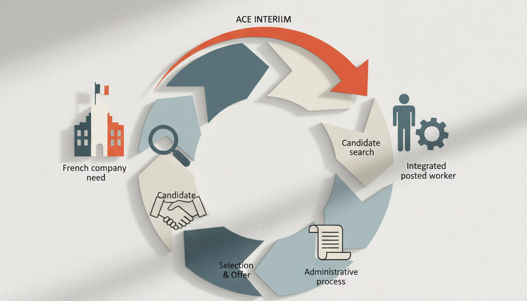 Infographie : cycle de recrutement et intégration des travailleurs détachés.