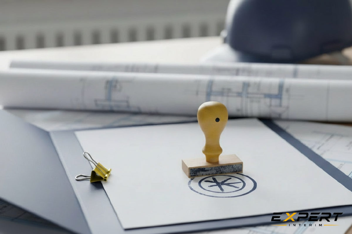 Dossier administratif 'Conforme' sur des plans, symbolisant la conformité.