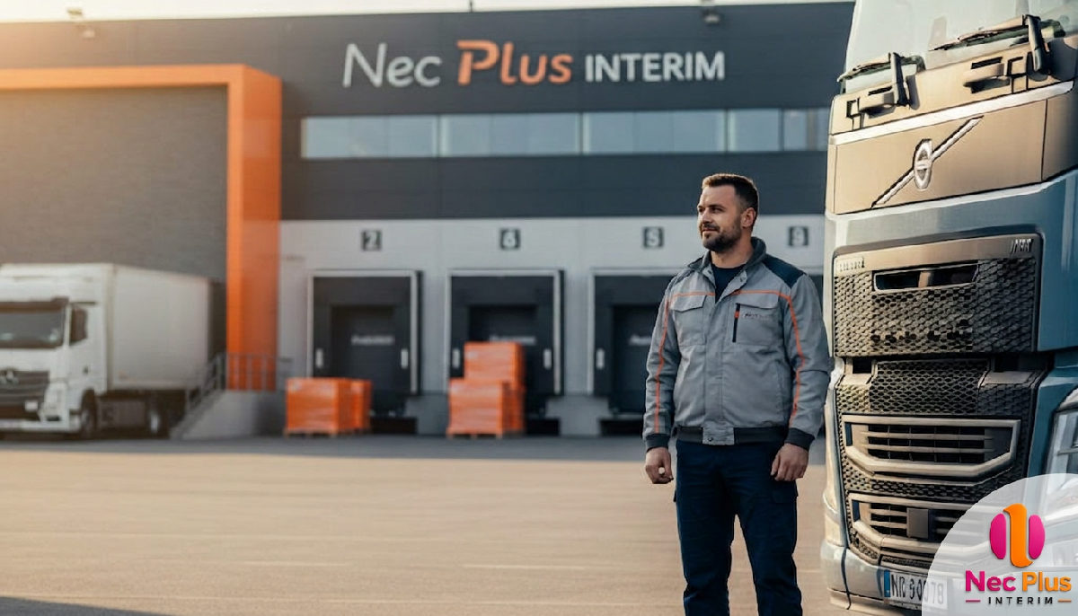 Chauffeur de camion vérifiant un chargement logistique.