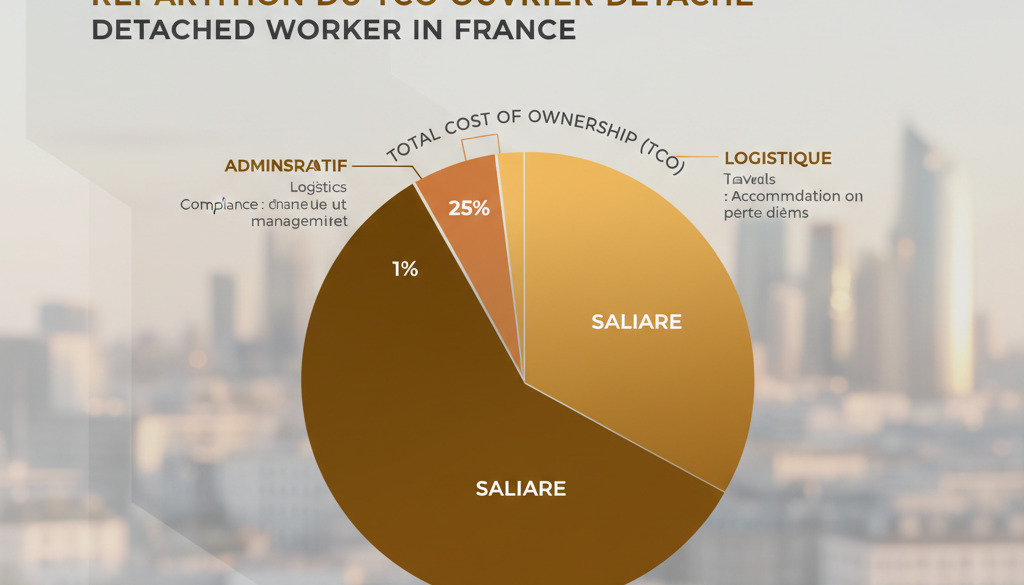 Répartition du coût total pour un ouvrier détaché en France.