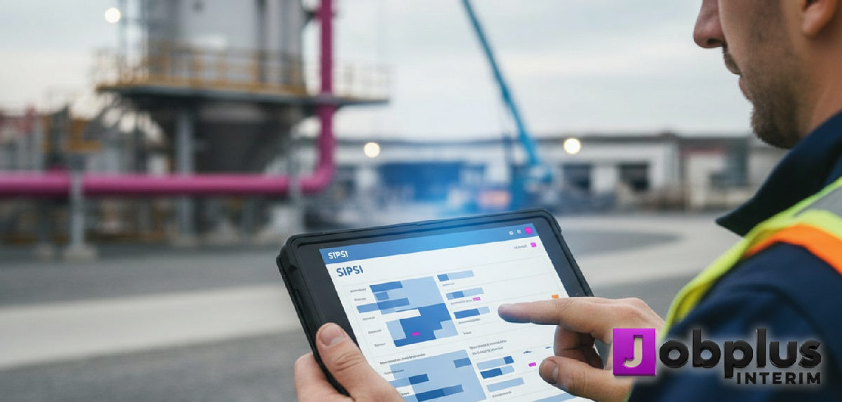 Formulaire SIPSI sur tablette dans un site industriel.