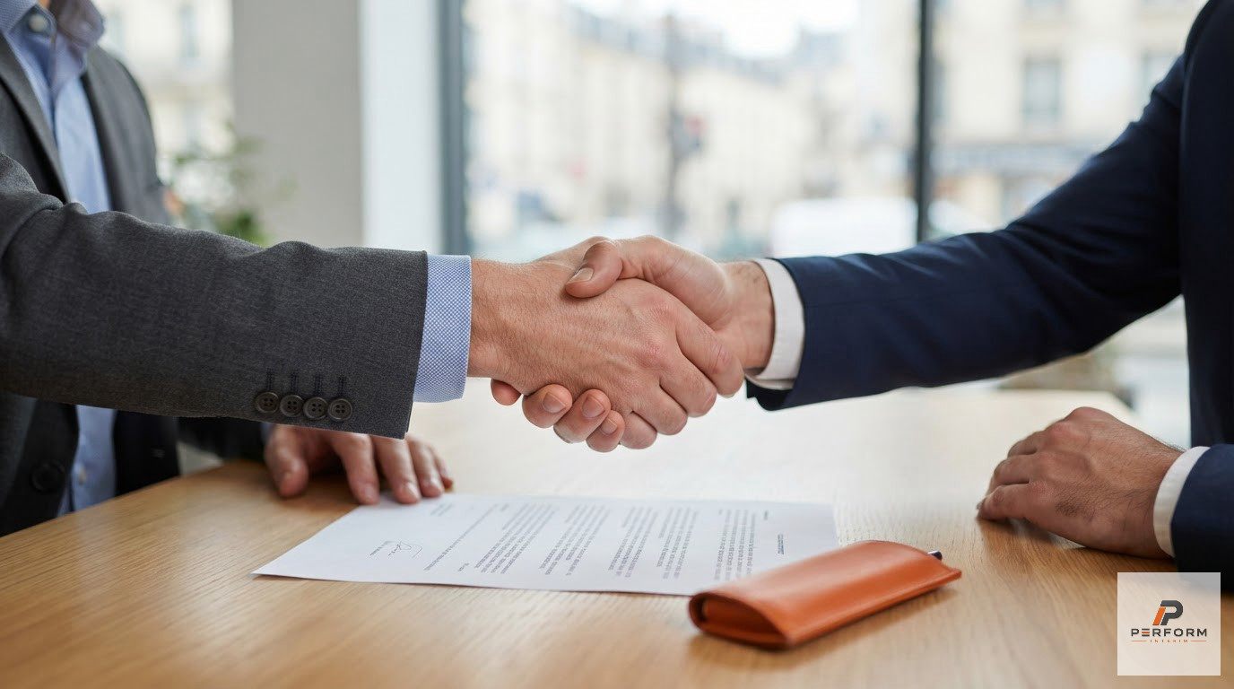 Une poignée de main scellant un partenariat stratégique pour le recrutement.