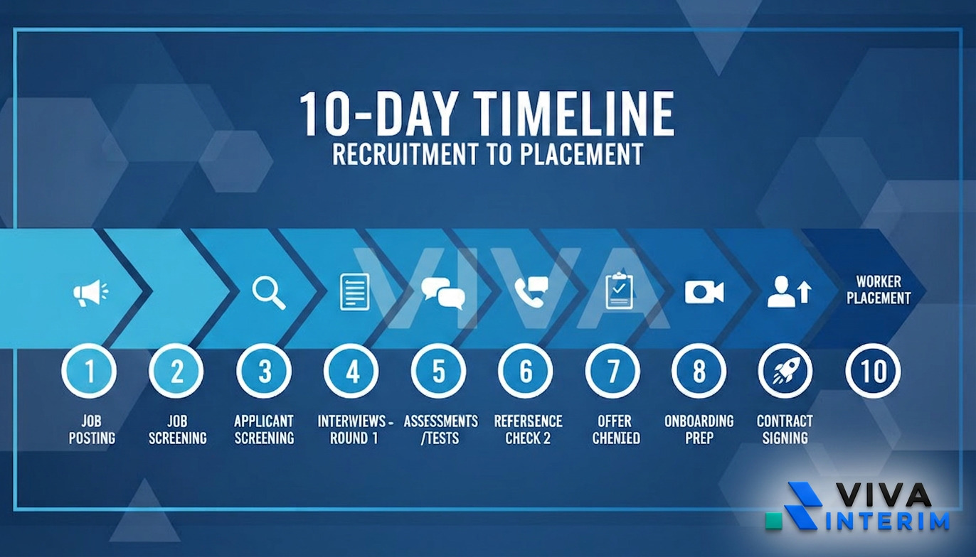 Infographie : délai de 10 jours pour le placement de travailleurs.
