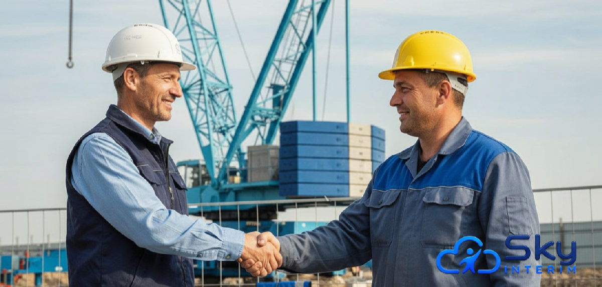 Partenariat réussi entre un chef de chantier et un ouvrier roumain.