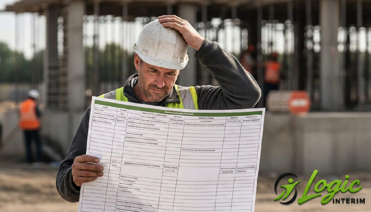 recrutement international pénurie qualifiée - Chef de chantier frustré face à un planning incomplet.