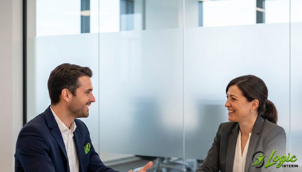 Consultant en recrutement avec un chef d'entreprise français.