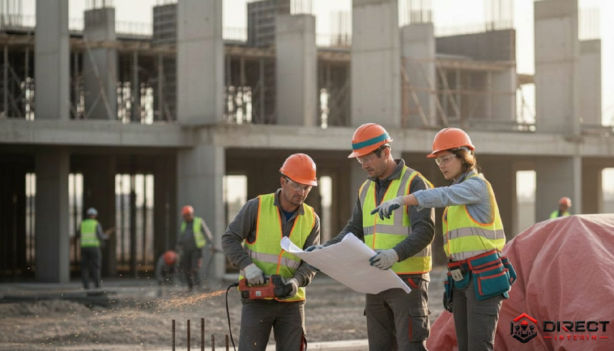 Ouvriers roumains qualifiés sur un chantier, sécurité et professionnalisme.
