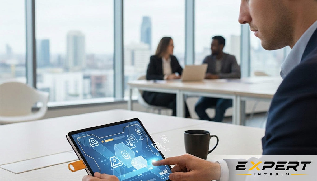 Candidat passant un test de recrutement gamifié sur une tablette.