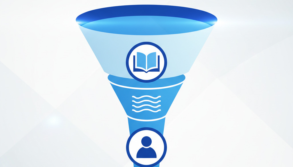 Funnel diagram showing blog traffic converting to customers.