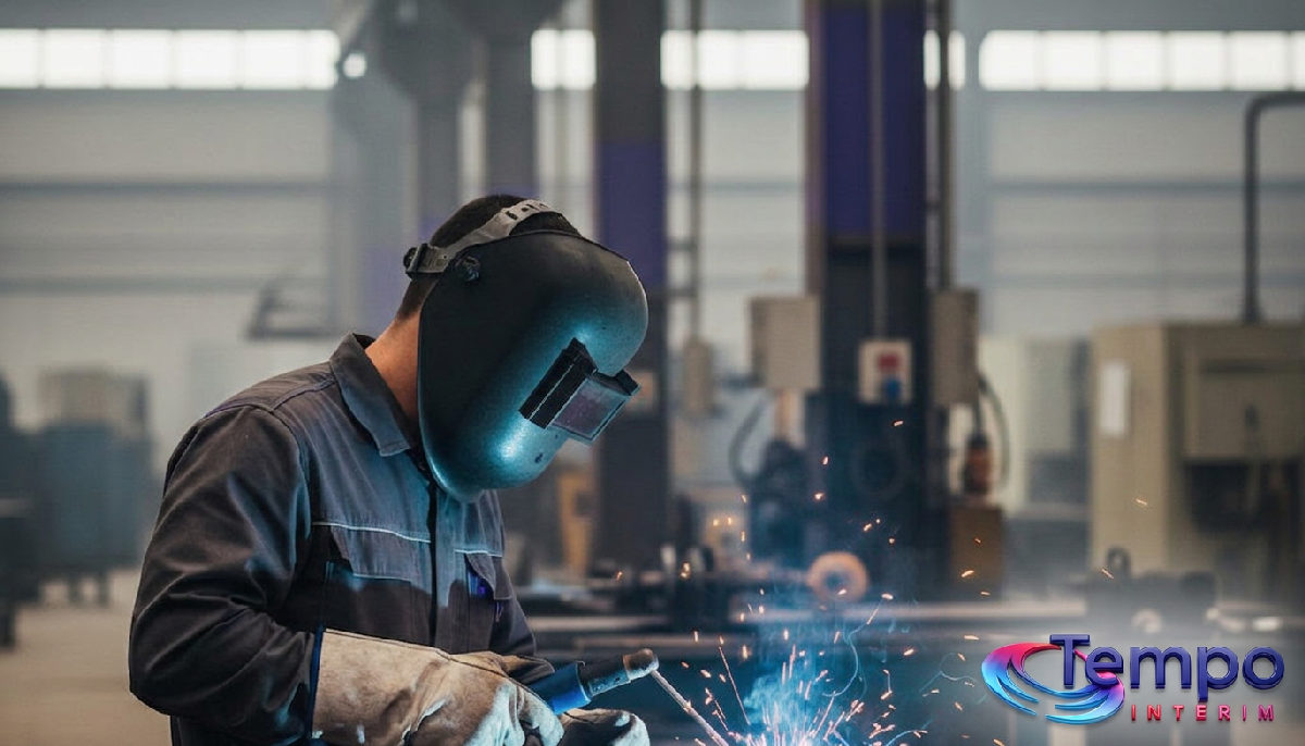 soudeurs roumains certifiés industrie - Soudeur certifié effectuant une soudure de précision en usine.