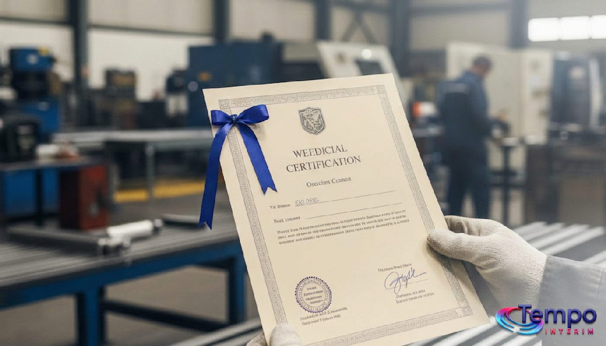 Certification de soudure officielle ISO 9606 près d'un atelier moderne.