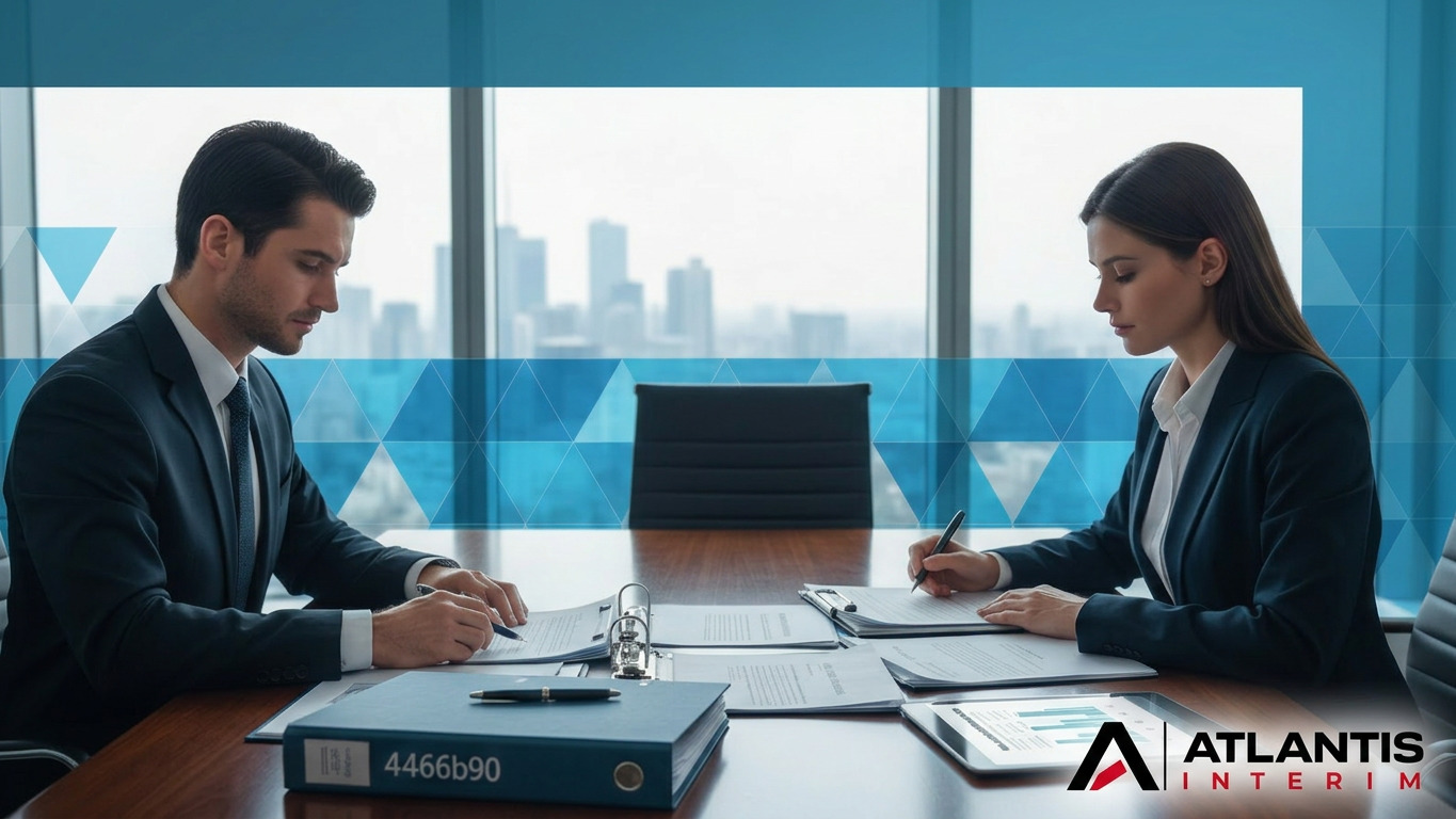 Bureau: manager et RH examinent des contrats pour recrutement international.
