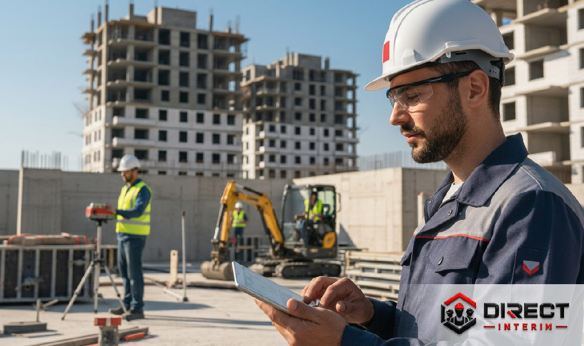 métiers pénurie BTP Roumanie - Ouvriers qualifiés sur un chantier de construction moderne.