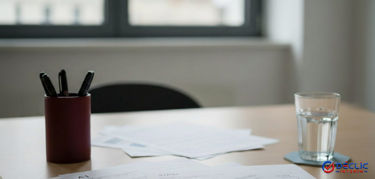 Bureau avec documents administratifs pour le détachement de travailleurs.