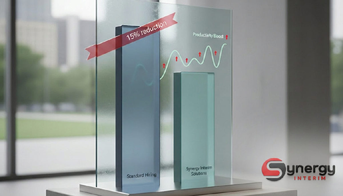 Synergy Intérim : Réduisez vos coûts de personnel 2 Graphique comparant les coûts de main-d'œuvre : réduction de 15 % avec Synergy Interim.