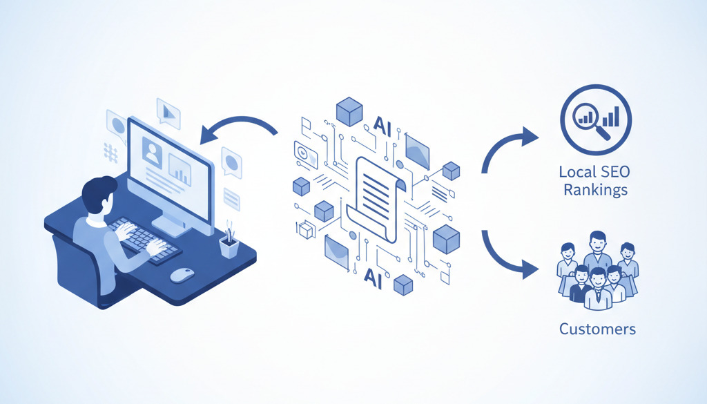 AI generates a blog post for better local SEO and customer growth.