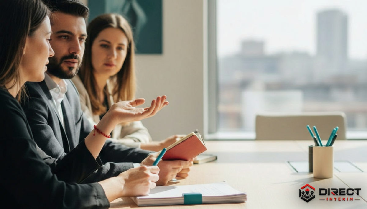 Un groupe de professionnels discutant lors d'une réunion.