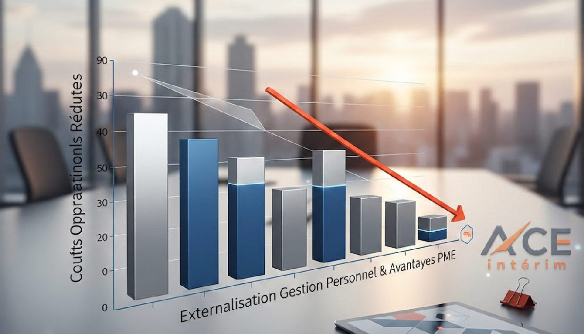 externalisation gestion personnel avantages - Graphique illustrant la baisse des coûts par l'externalisation RH.