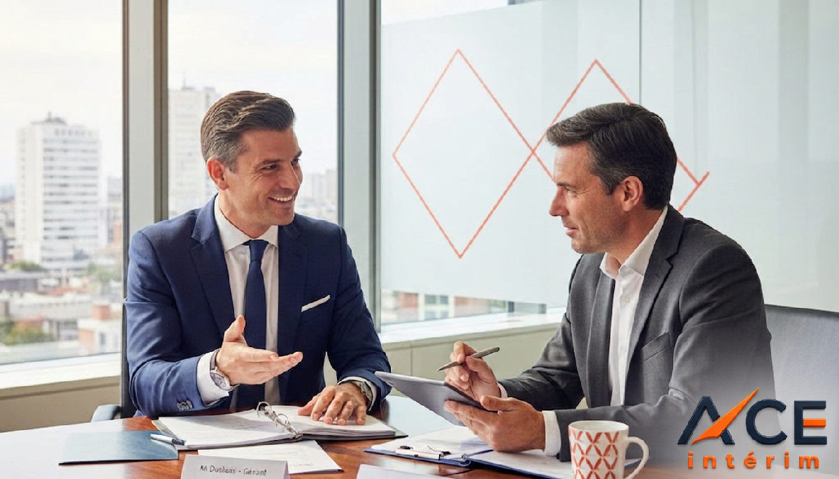 Conseiller RH en discussion de conformité avec un dirigeant.