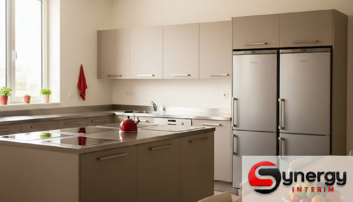 Aide Logement Ouvriers Roumains France : Le Guide Complet 2 Cuisine commune propre et équipée dans un logement pour travailleurs.