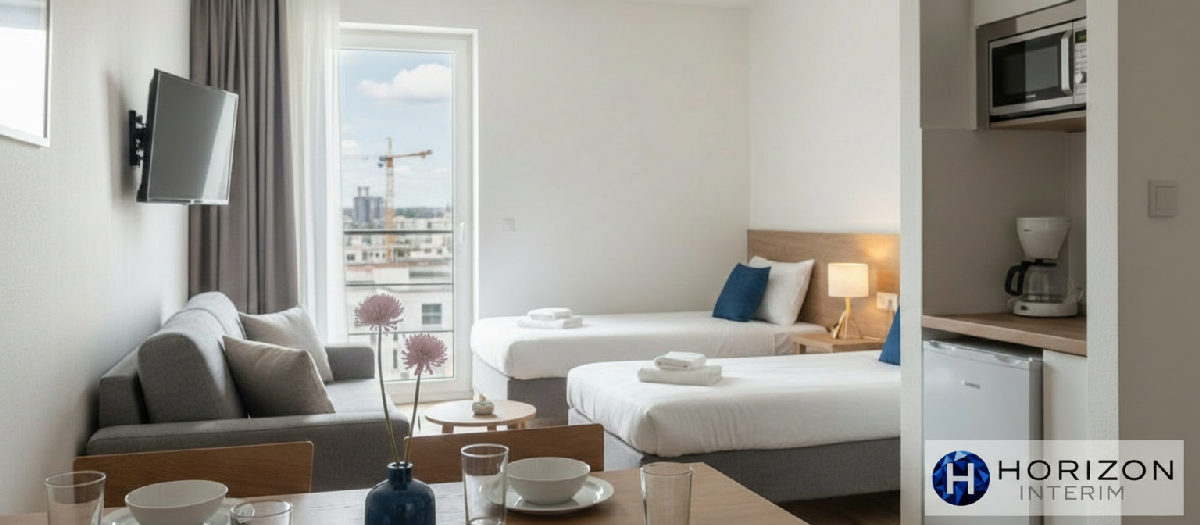 Appartement meublé, propre et prêt pour les ouvriers.