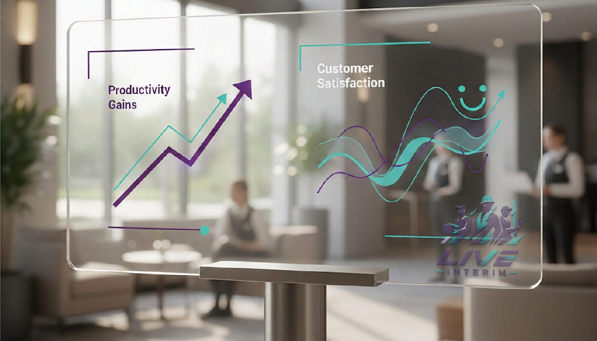 Infographie HCR : gains de productivité et satisfaction client.
