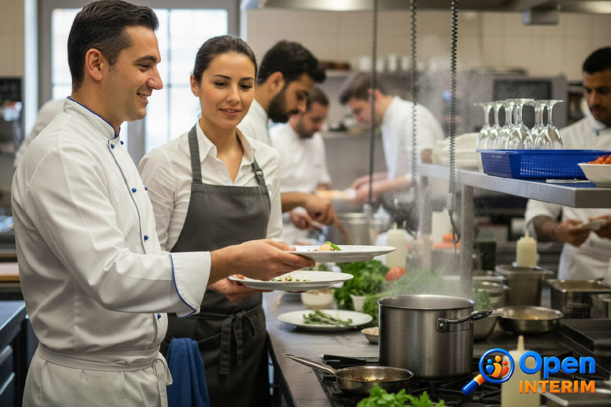 Une équipe de restauration multiculturelle travaille ensemble lors d'un service.