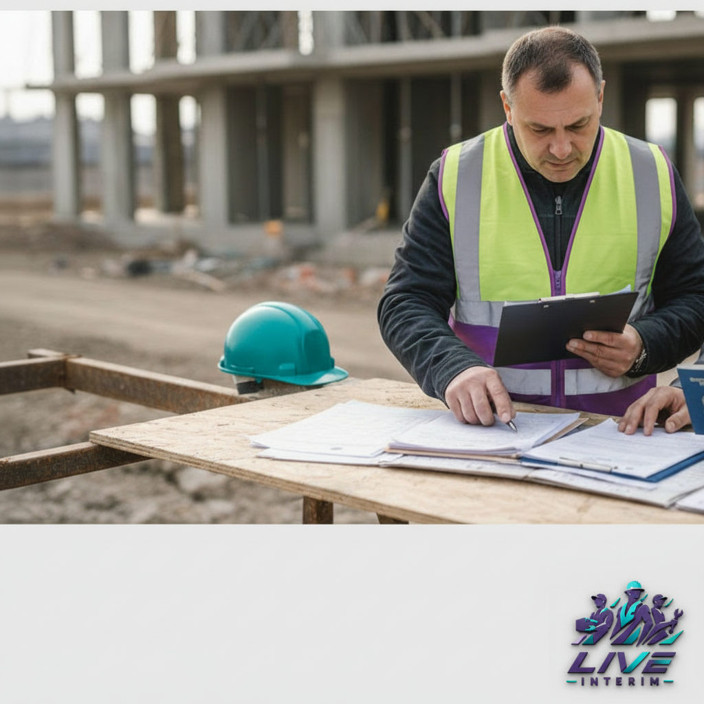 Inspection du travail sur un chantier, vérification des documents.