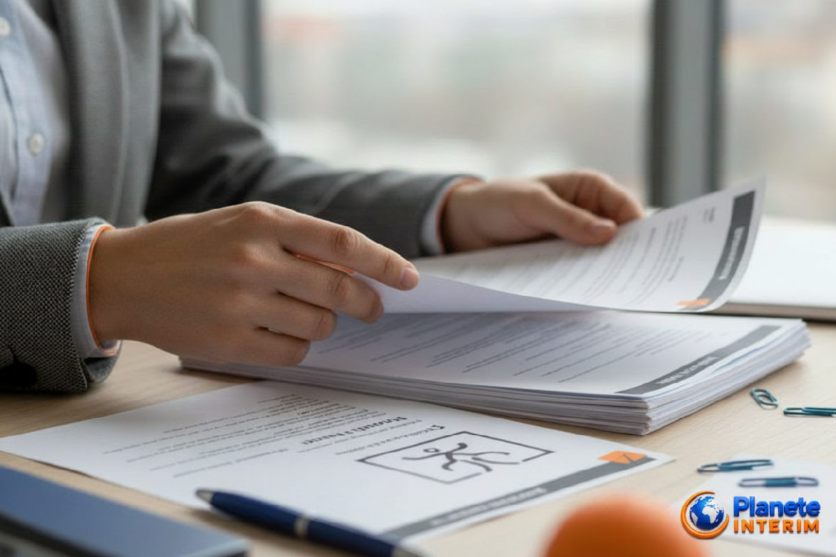 Recruteur examinant des CV de travailleurs roumains.